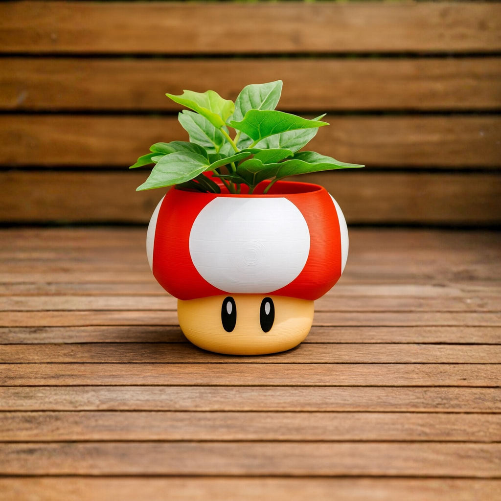 Mushroom Planter Pot • Red Toadstool Plant Holder • Fun Desk or Home Decor for Succulents & Small Plants - ThreadaliciousUK