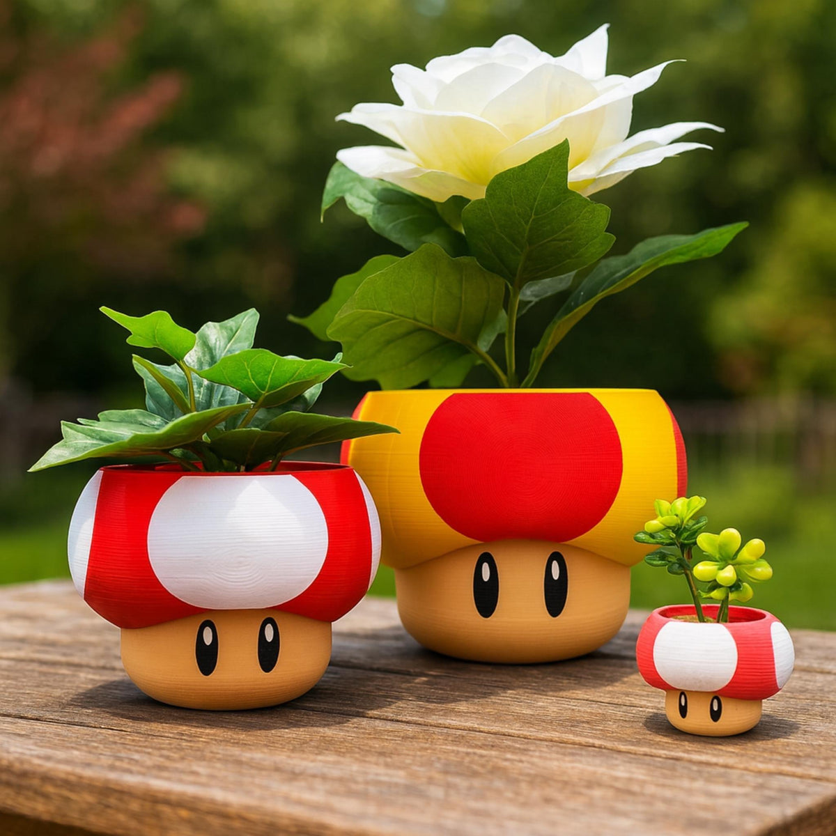 Mushroom Planter Pot • Red Toadstool Plant Holder • Fun Desk or Home Decor for Succulents & Small Plants - ThreadaliciousUK