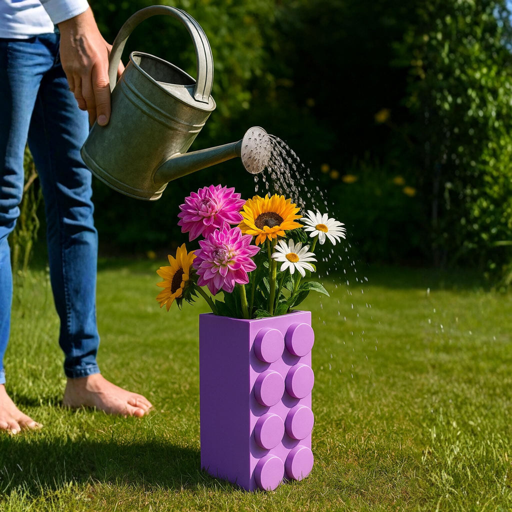 Building Block Style Vase | Colourful Decorative Flower Holder | Playful Home or Office Decor - ThreadaliciousUK