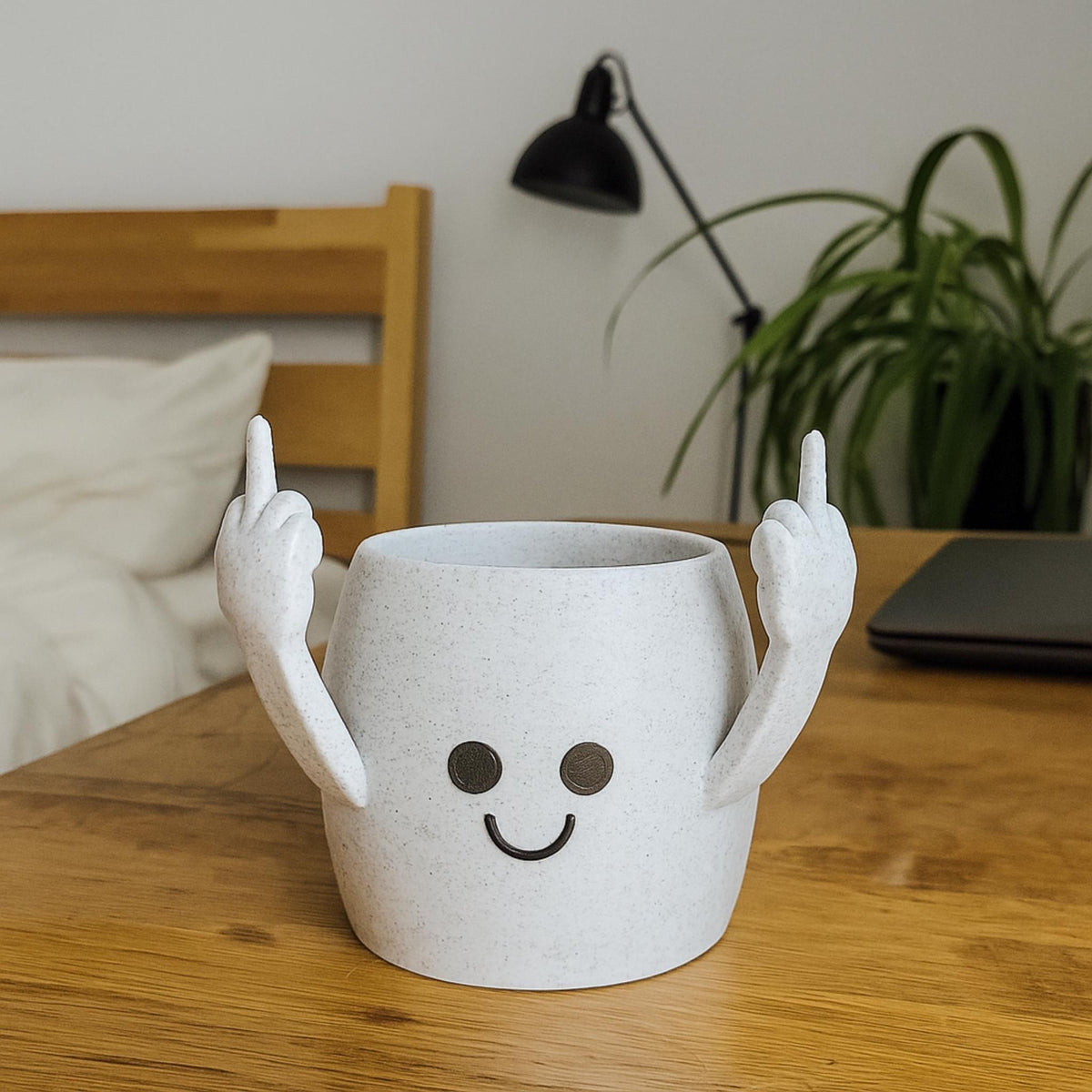 Rude Gesture Planter | Funny Middle Finger Plant Pot | Humorous Home or Office Decor - ThreadaliciousUK