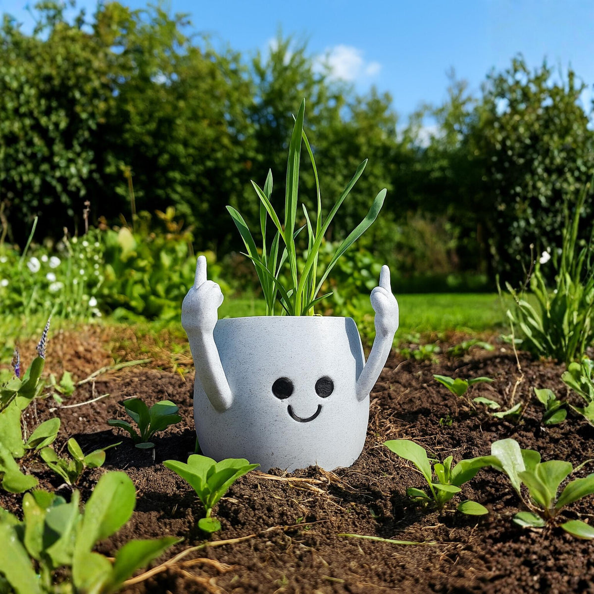 Rude Gesture Planter | Funny Middle Finger Plant Pot | Humorous Home or Office Decor - ThreadaliciousUK