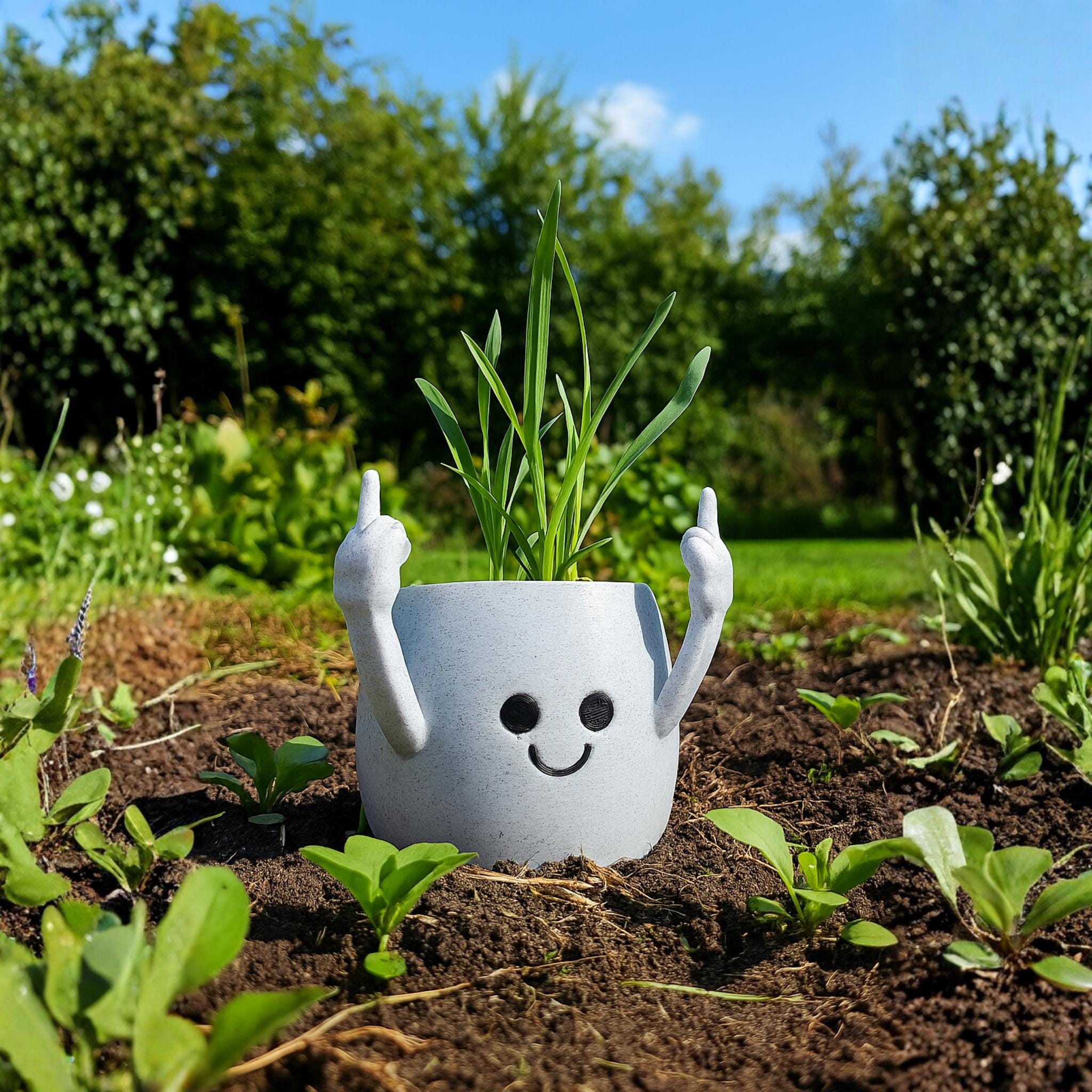 Rude Gesture Planter | Funny Middle Finger Plant Pot | Humorous Home or Office Decor - ThreadaliciousUK