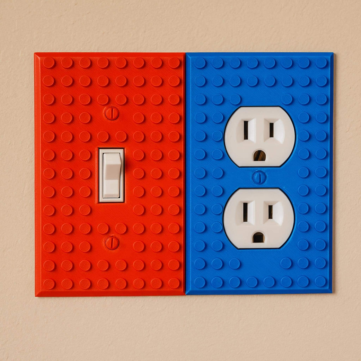 Building Block Light Switch & Outlet Cover | Fun Wall Plate | Kids Room Decor - ThreadaliciousUK