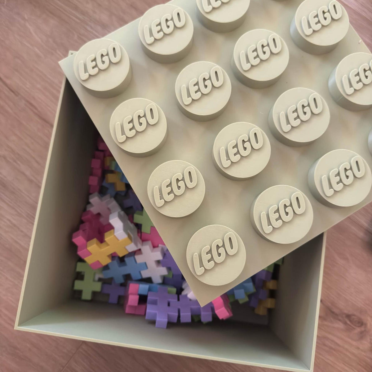 Building Block Storage Box | Stackable Organiser with Lid | Fun Colourful Home or Desk Storage - ThreadaliciousUK