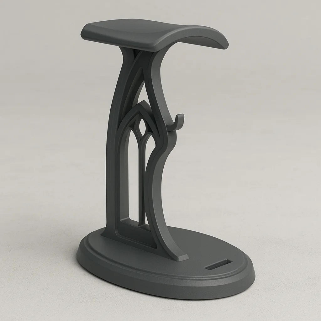 Gothic Headphone Stand • Elegant Arched Desk Holder • Dark Fantasy Inspired Headset Display - ThreadaliciousUK