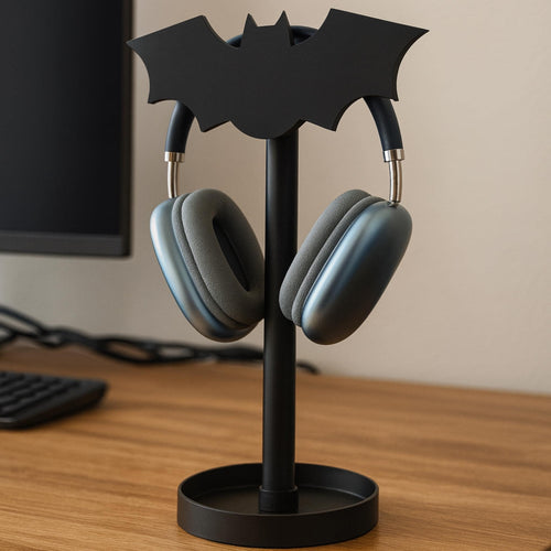Bat Headphone Stand • Winged Desk Holder • Dark Headset Display for Gaming or Office Setups - ThreadaliciousUK