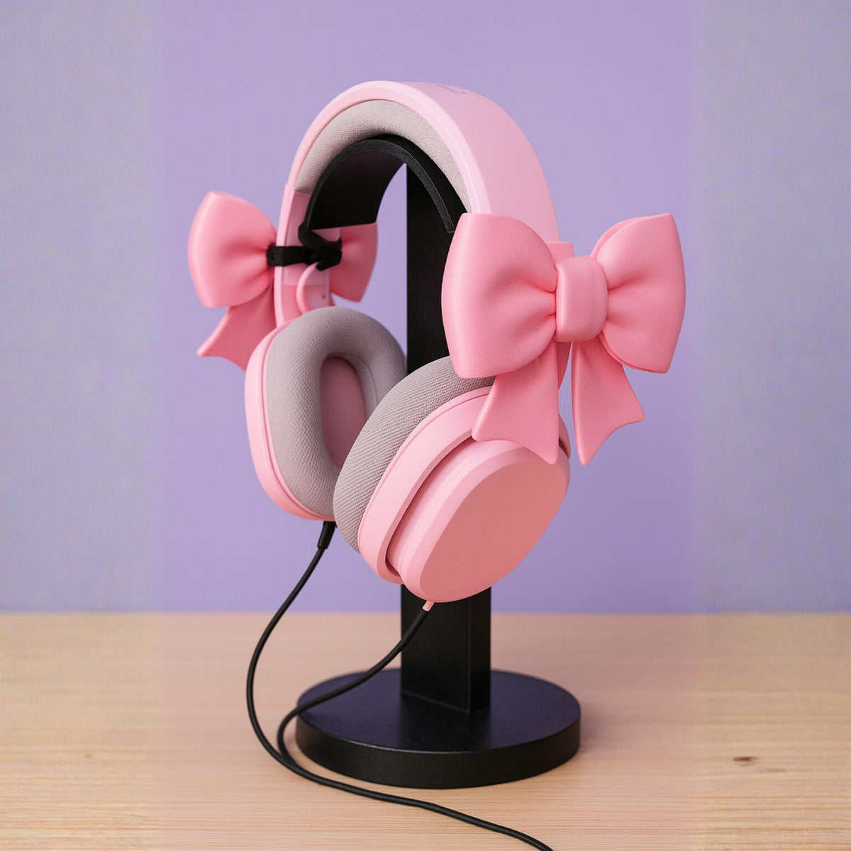 Bow Headphone Accessories • Clip-On Ribbon Set for Headsets • Decor for Gaming & Desk Setups - ThreadaliciousUK