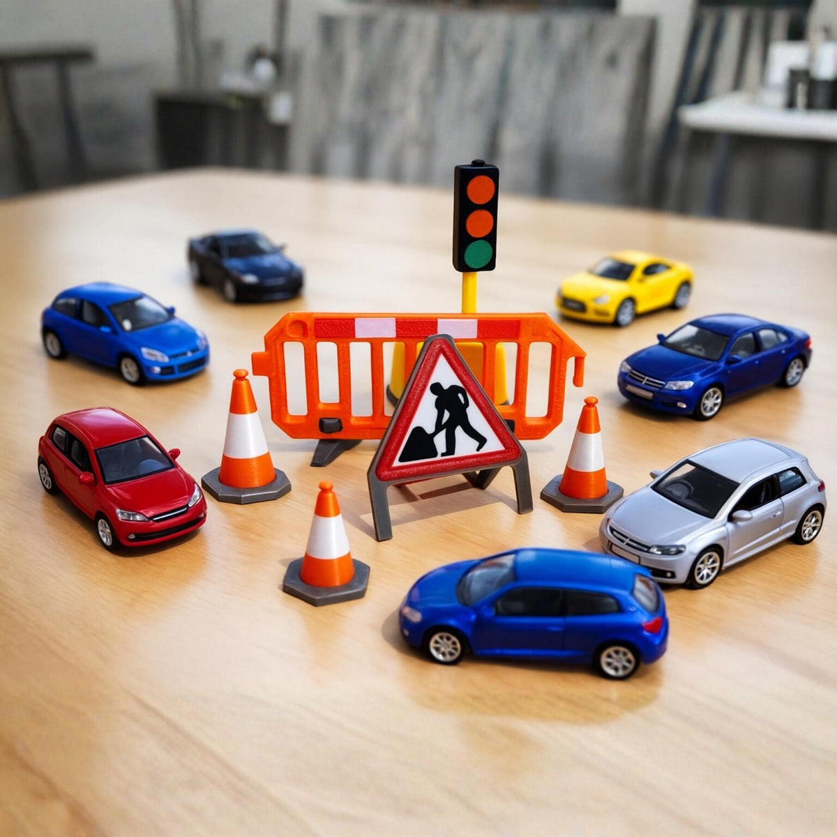 Miniature UK Roadworks Set • Traffic Cones • Scale Street Scene Accessories for Models - ThreadaliciousUK