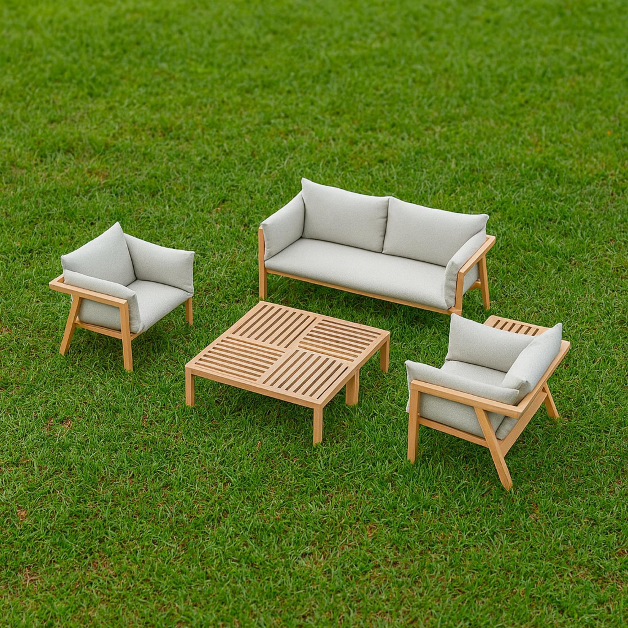 Miniature Garden Furniture Set • Dollhouse Outdoor Sofa, Chairs and Table • Tiny Patio Decor for Model Homes - ThreadaliciousUK