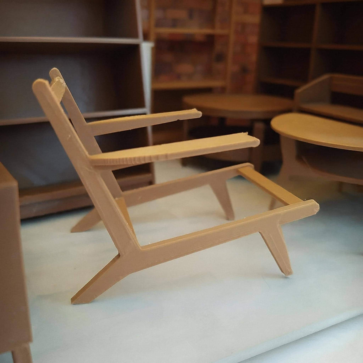 Miniature Dollhouse Chair • Modern Armchair Frame • Stylish Living Room Furniture - ThreadaliciousUK