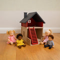 Miniature Dollhouse Cottage • Two-Storey Wooden House with Porch and Stairs • Tiny Model Home for Displays - ThreadaliciousUK