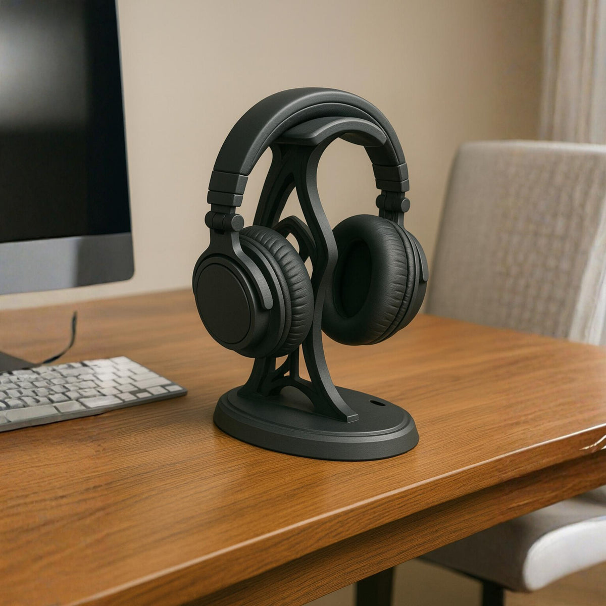 Gothic Headphone Stand • Elegant Arched Desk Holder • Dark Fantasy Inspired Headset Display - ThreadaliciousUK