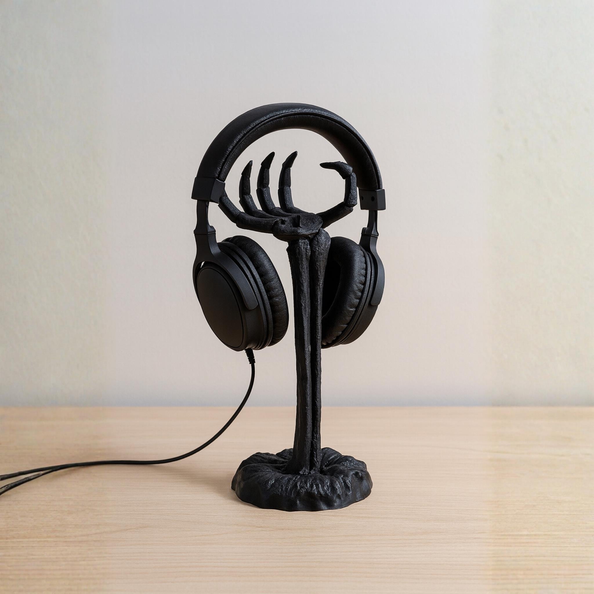 Skeleton Hand Headphone Stand • Gothic Desk Holder • Creepy Horror-Themed Headset Display - ThreadaliciousUK