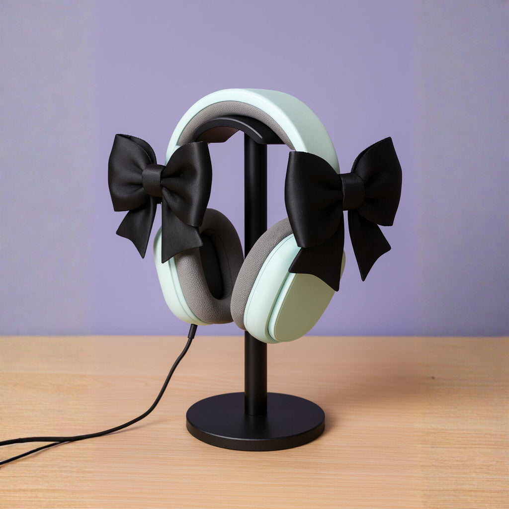 Bow Headphone Accessories • Clip-On Ribbon Set for Headsets • Decor for Gaming & Desk Setups - ThreadaliciousUK