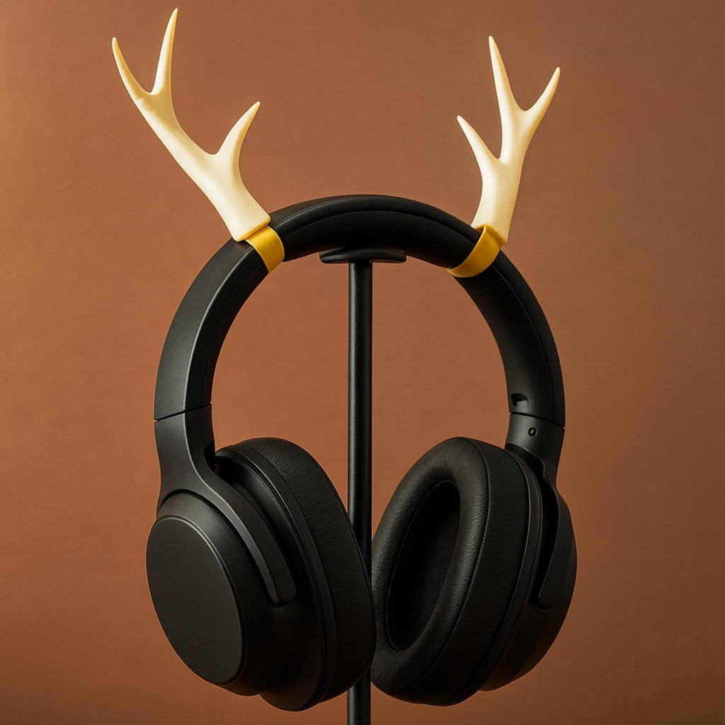 Stag Antler Headphone Accessories • Clip-On Deer Horns for Headsets • Cosy Forest & Fantasy Gaming Decor - ThreadaliciousUK