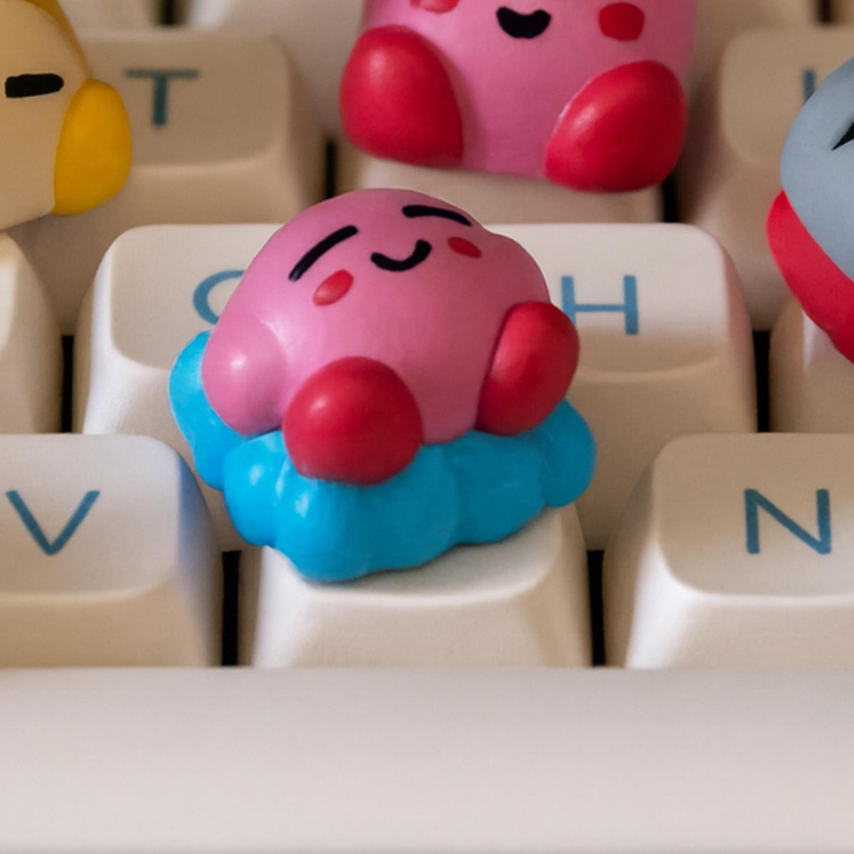 Pink Star Hero Artisan Keycap • Cloud-Riding Character Key for Custom Mechanical Keyboards - ThreadaliciousUK