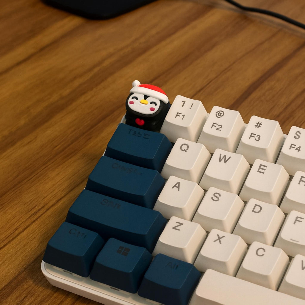 Cute Penguin Christmas Keycap • Festive Holiday Artisan Key for Custom Mechanical Keyboards - ThreadaliciousUK