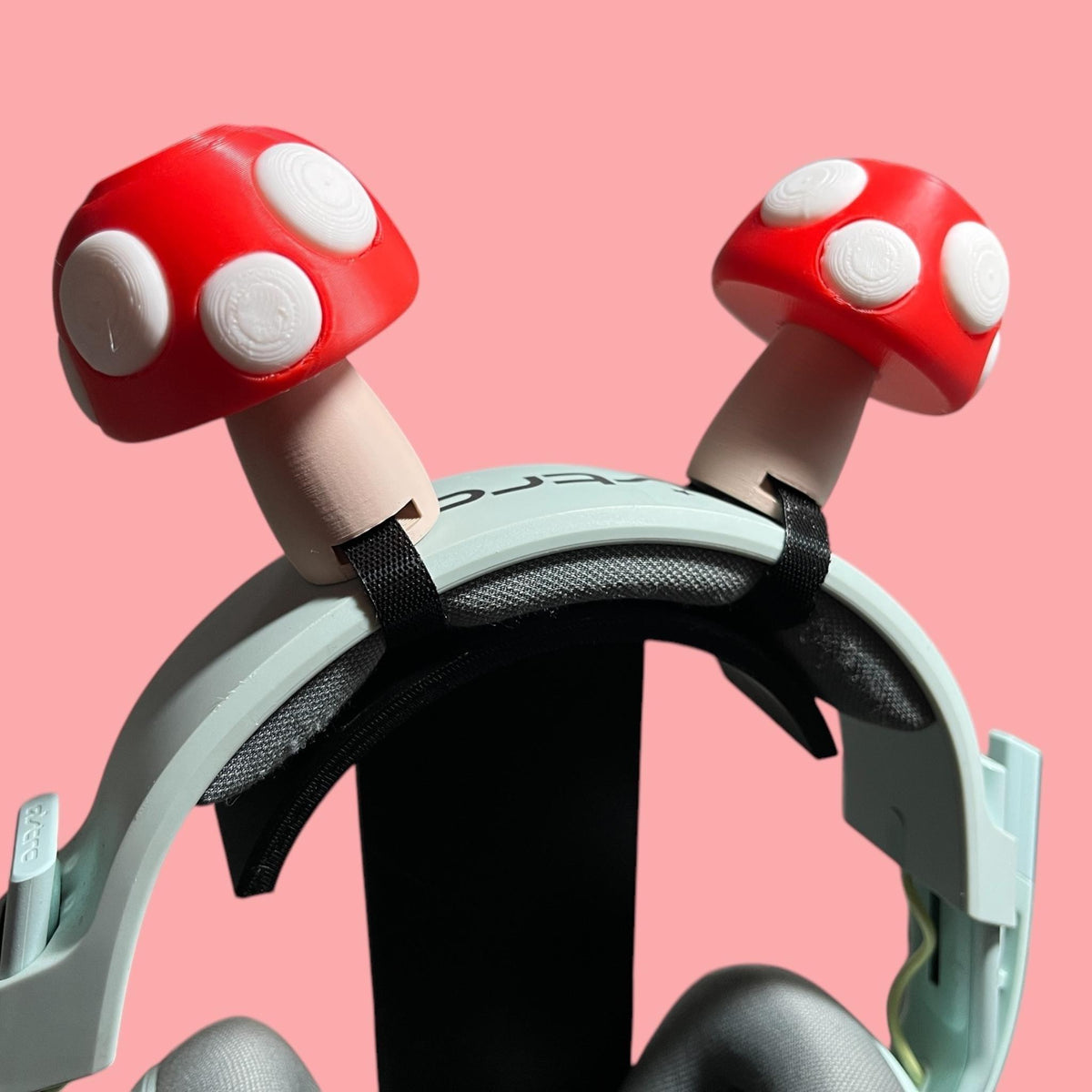 Mushroom Headphone Attachments | Cottagecore Headset Accessory | Toadstool Gaming Decor - ThreadaliciousUK