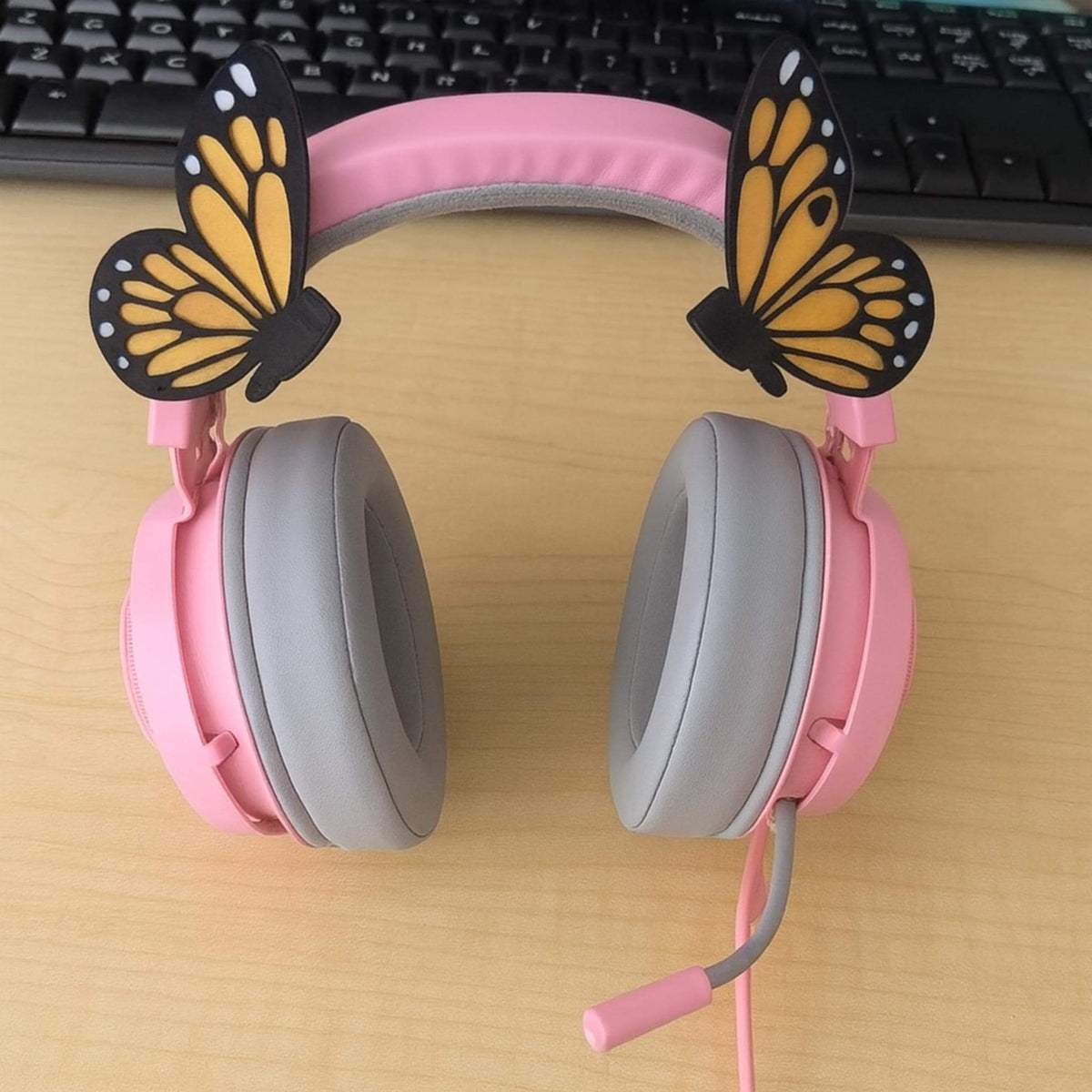 Butterfly Headphone Attachment | Headset Decor | Cosy Gaming Accessory | Personalised Add-On - ThreadaliciousUK