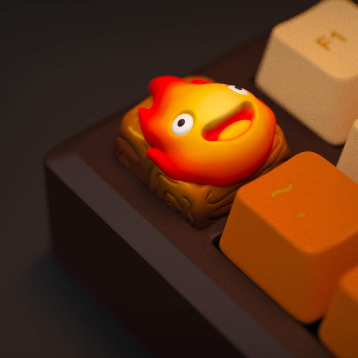 Flame Spirit Artisan Keycap • Glowing Fire Character Keycap for Custom Mechanical Keyboards - ThreadaliciousUK
