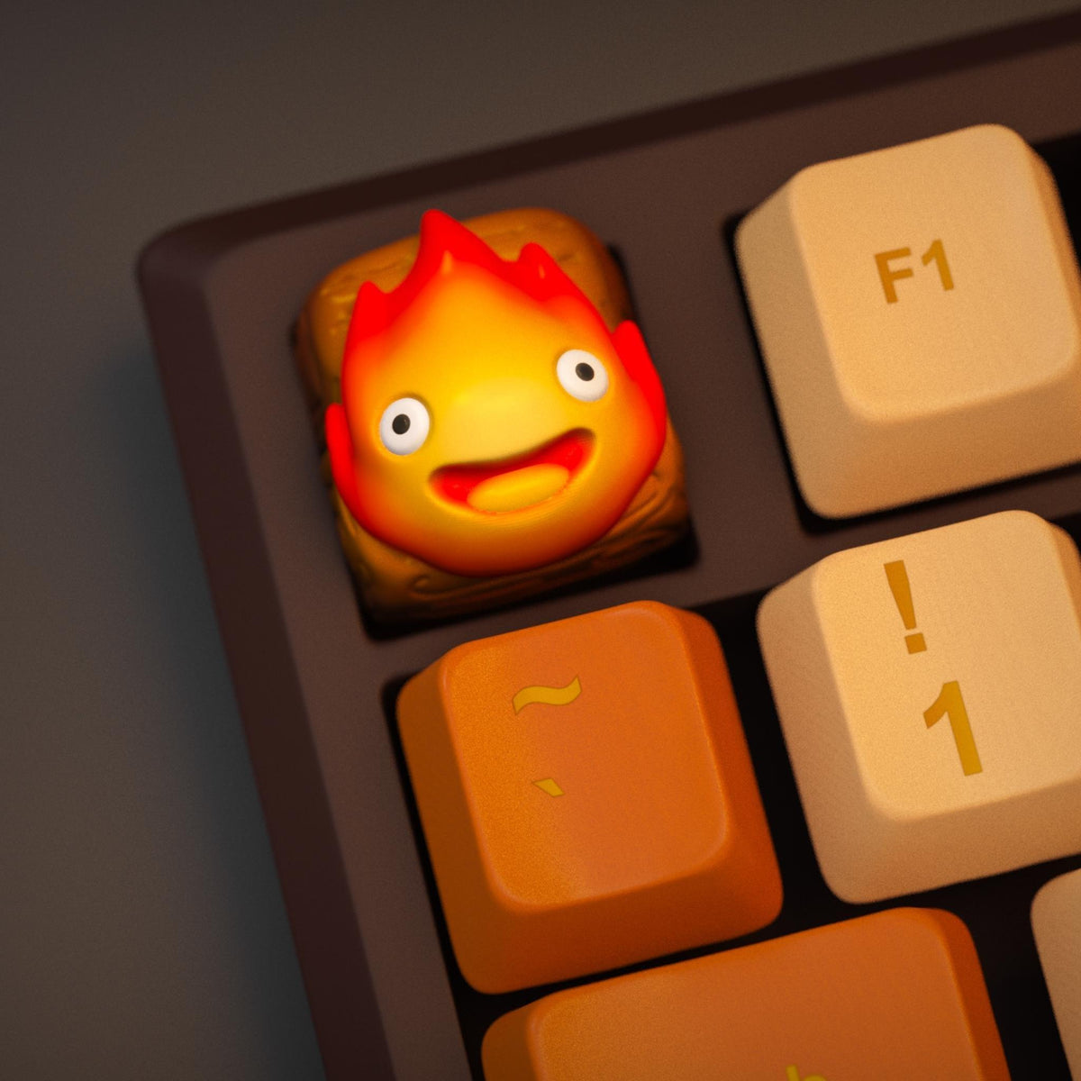 Flame Spirit Artisan Keycap • Glowing Fire Character Keycap for Custom Mechanical Keyboards - ThreadaliciousUK