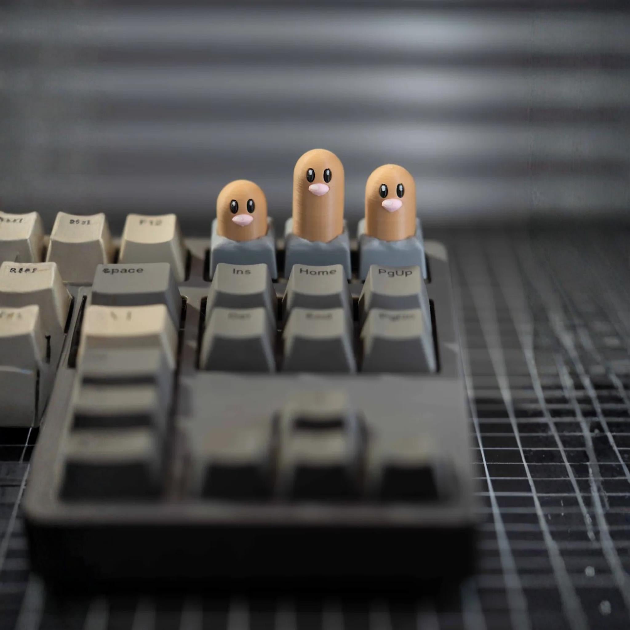 Mole Trio Artisan Keycap Set • Burrowing Character Keys for Custom Mechanical Keyboards - ThreadaliciousUK