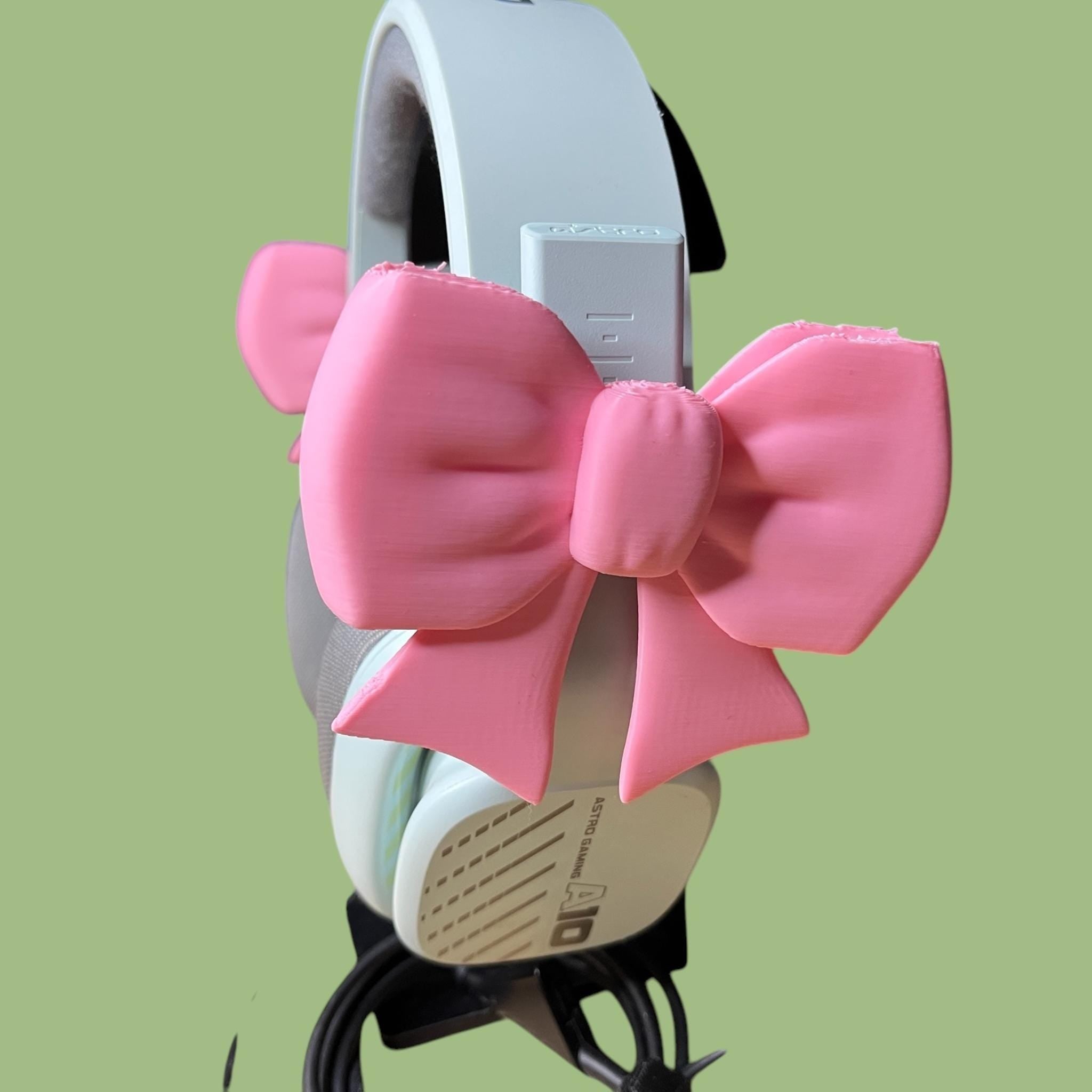 Bow Headphone Accessories • Clip-On Ribbon Set for Headsets • Decor for Gaming & Desk Setups - ThreadaliciousUK