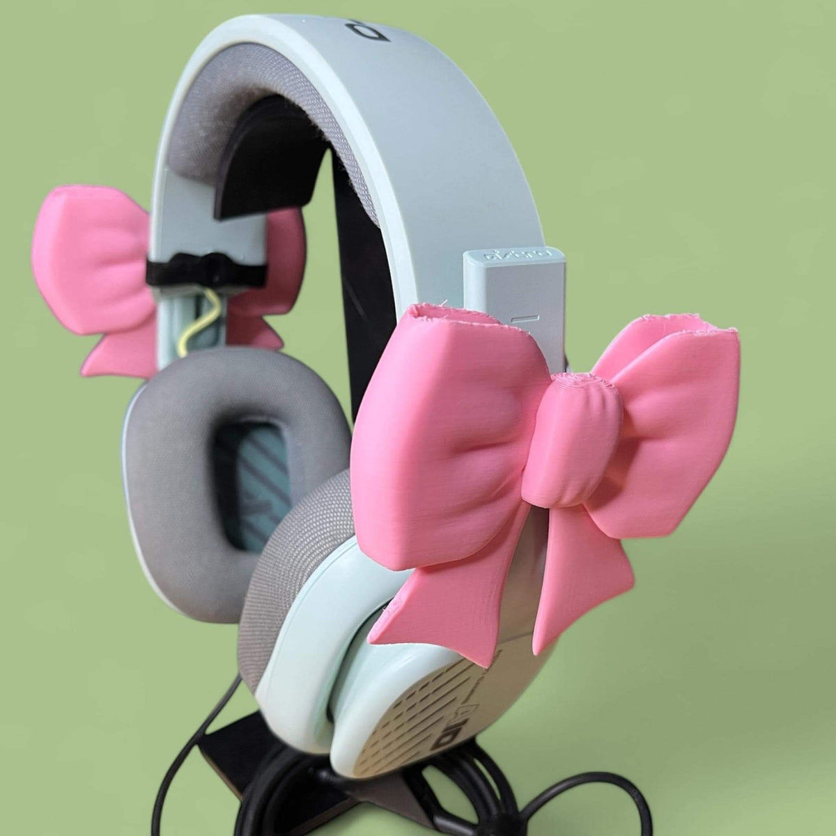 Bow Headphone Accessories • Clip-On Ribbon Set for Headsets • Decor for Gaming & Desk Setups - ThreadaliciousUK