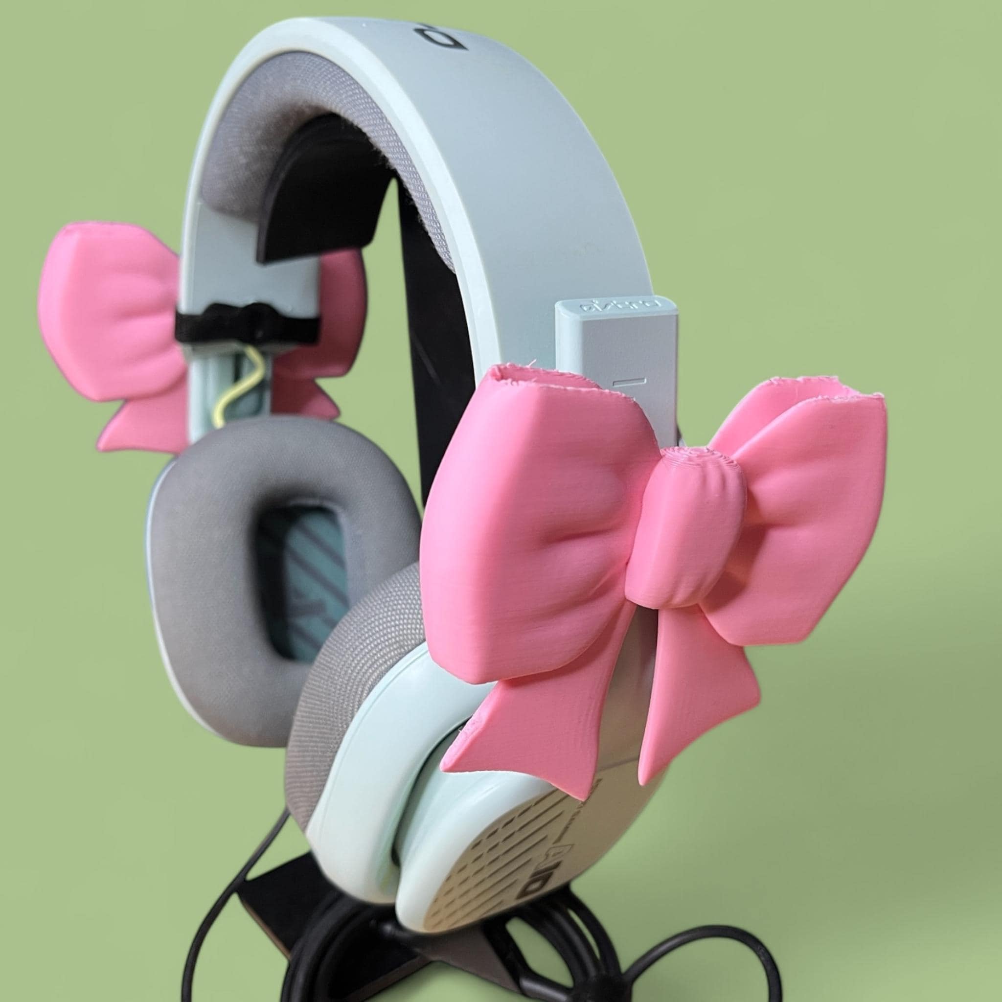 Bow Headphone Accessories • Clip-On Ribbon Set for Headsets • Decor for Gaming & Desk Setups - ThreadaliciousUK