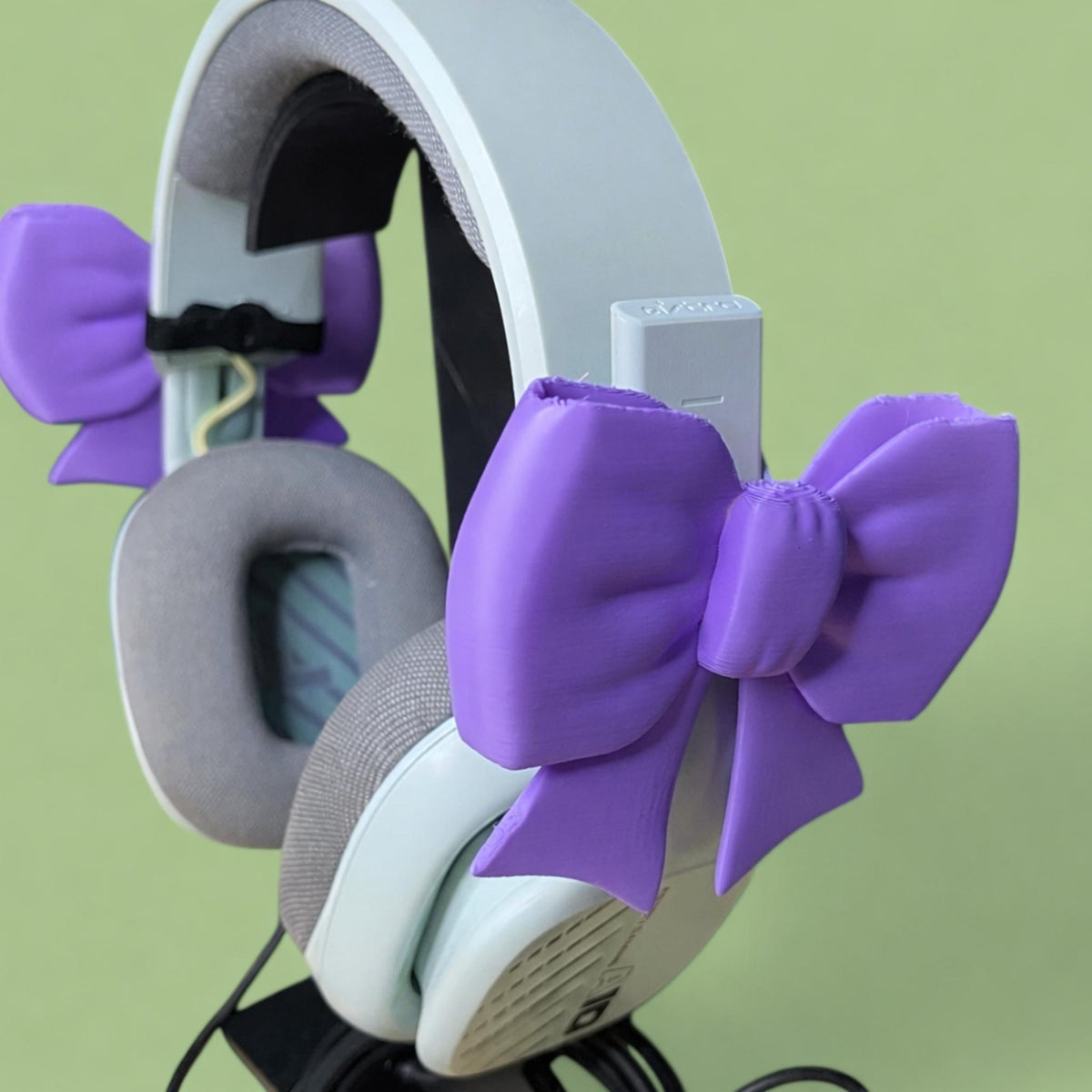 Bow Headphone Accessories • Clip-On Ribbon Set for Headsets • Decor for Gaming & Desk Setups - ThreadaliciousUK