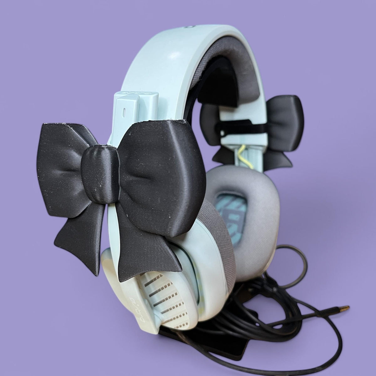 Bow Headphone Accessories • Clip-On Ribbon Set for Headsets • Decor for Gaming & Desk Setups - ThreadaliciousUK