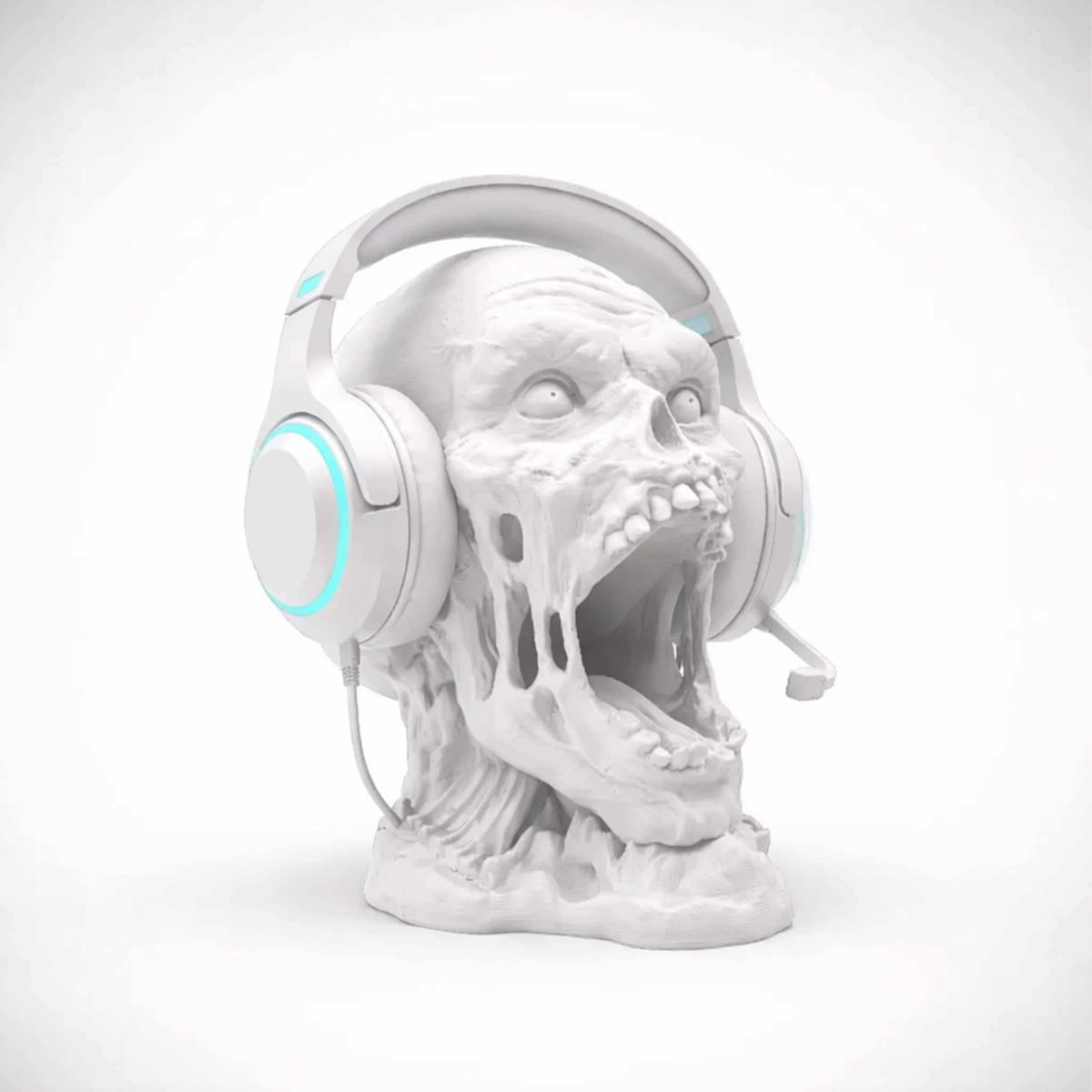 Zombie Head Headphone Stand • Horror Desk Holder • Undead Skull Headset Display for Gaming or Office Setups - ThreadaliciousUK