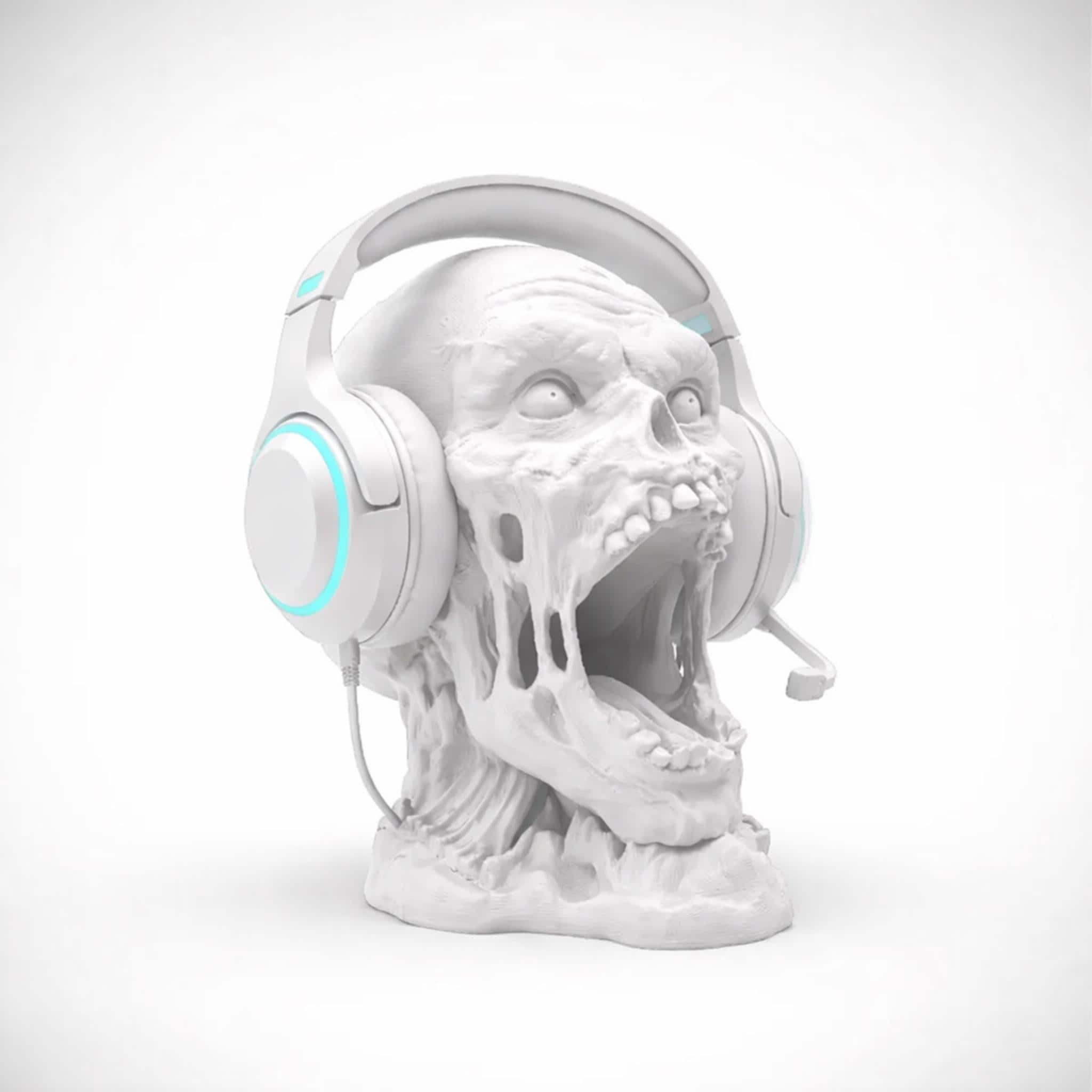 Zombie Head Headphone Stand • Horror Desk Holder • Undead Skull Headset Display for Gaming or Office Setups - ThreadaliciousUK