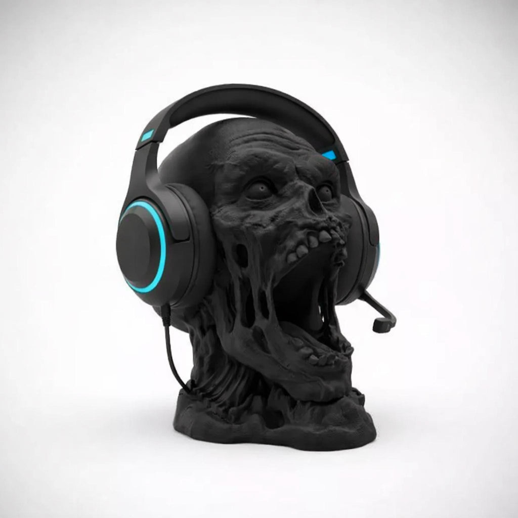 Zombie Head Headphone Stand • Horror Desk Holder • Undead Skull Headset Display for Gaming or Office Setups - ThreadaliciousUK