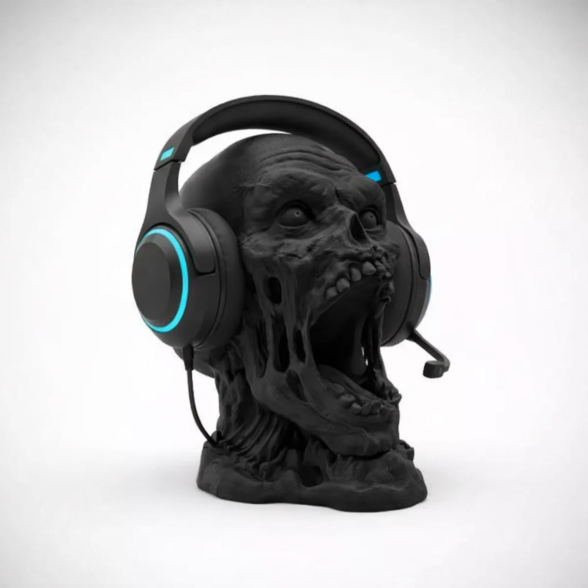 Zombie Head Headphone Stand • Horror Desk Holder • Undead Skull Headset Display for Gaming or Office Setups - ThreadaliciousUK