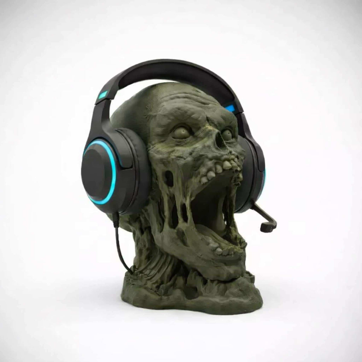 Zombie Head Headphone Stand • Horror Desk Holder • Undead Skull Headset Display for Gaming or Office Setups - ThreadaliciousUK