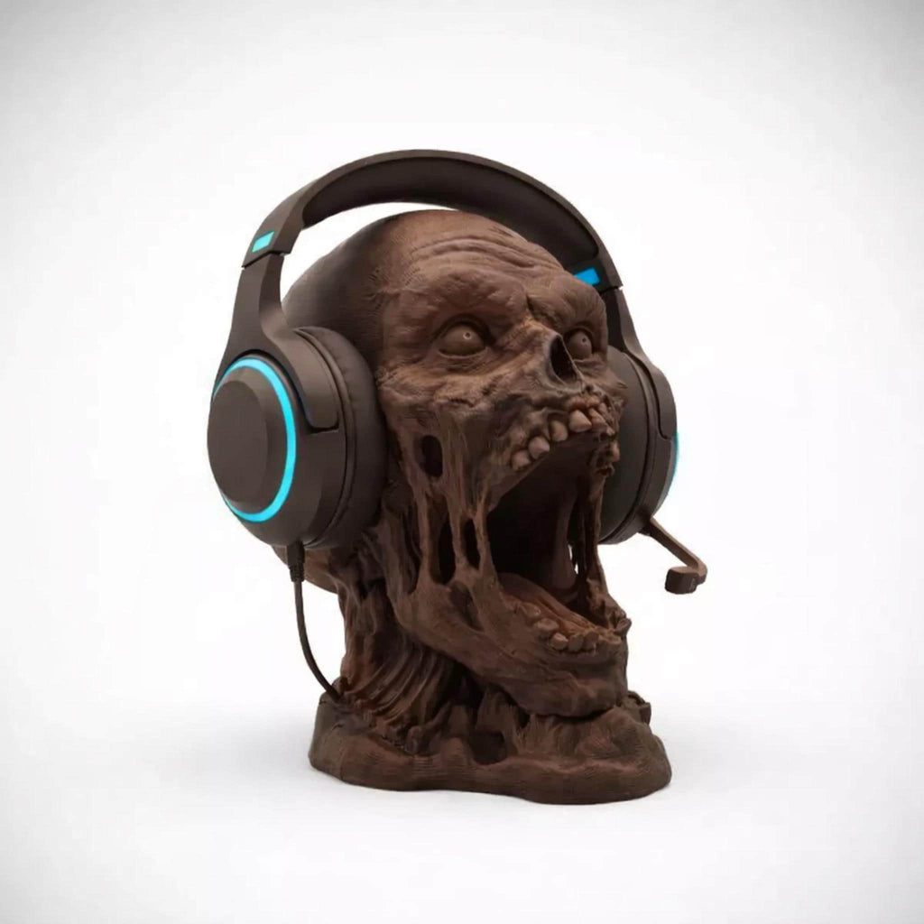 Zombie Head Headphone Stand • Horror Desk Holder • Undead Skull Headset Display for Gaming or Office Setups - ThreadaliciousUK