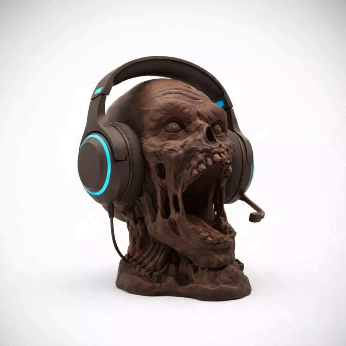 Zombie Head Headphone Stand • Horror Desk Holder • Undead Skull Headset Display for Gaming or Office Setups - ThreadaliciousUK