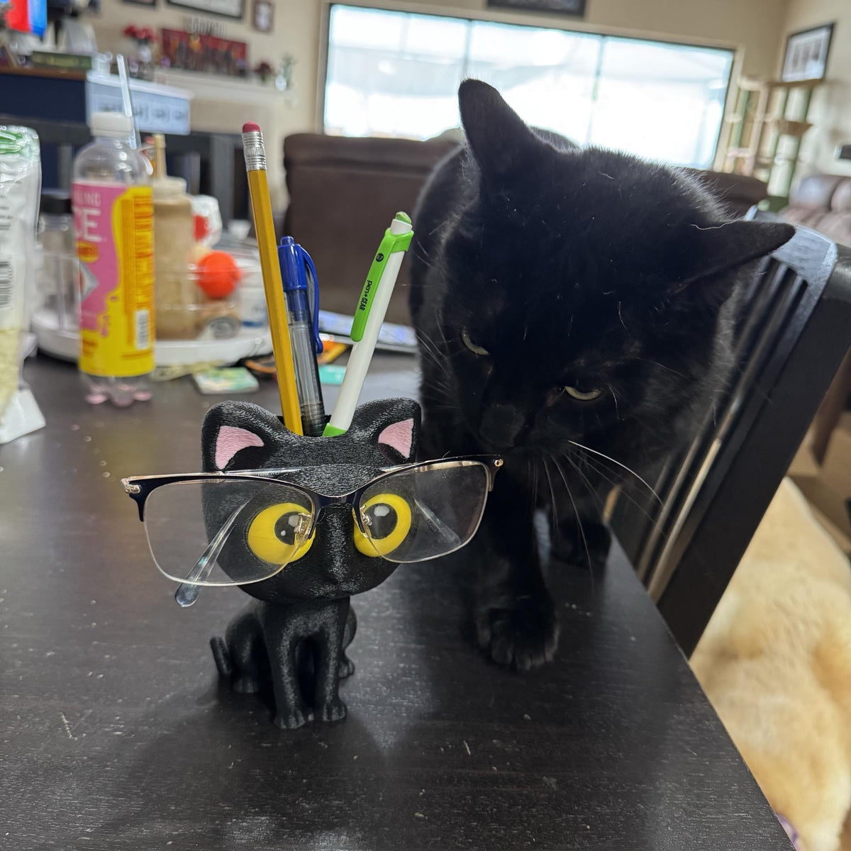 Cat Glasses Holder • Desk Eyewear Stand • Cat Decor Glasses Rest • Spectacles Holder for Desk or Bedside - MoreMiniaturesStudio