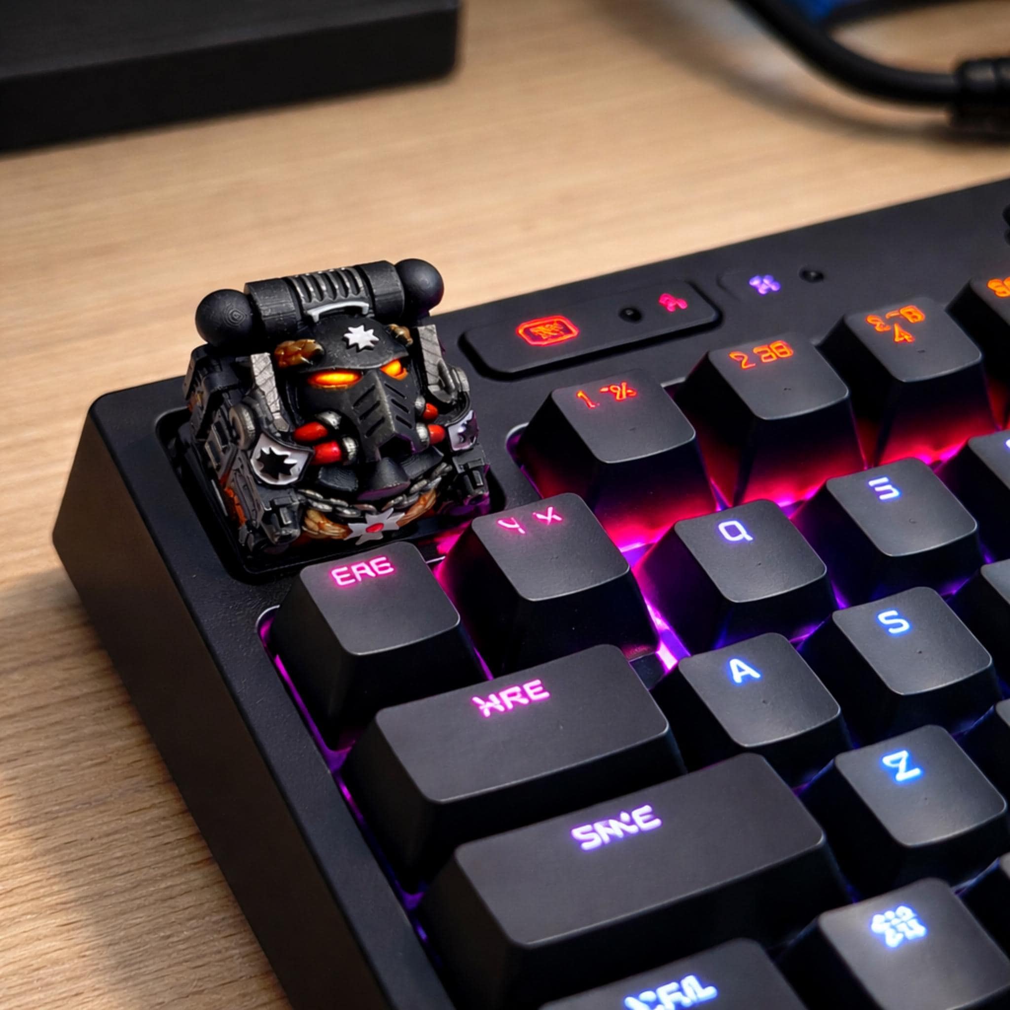Armoured Space Knight Keycap • Sci-Fi Warrior Mechanical Keyboard Key • Grim Dark Desk Accent • Artisan Style Keycap - MoreMiniaturesStudio