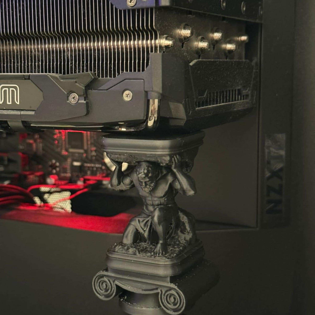 Atlas GPU Support Bracket • Mythology Inspired Graphics Card Holder • PC Case Display • Heavy Duty GPU Stand - MoreMiniaturesStudio