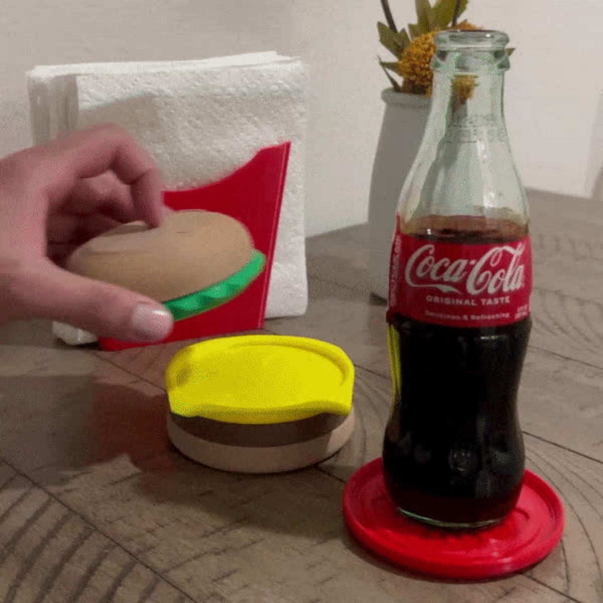 Stackable Burger Coasters Set | Fun Food Inspired Drink Mats | Kitchen, Coffee Table & Party Decor - MoreMiniaturesStudio