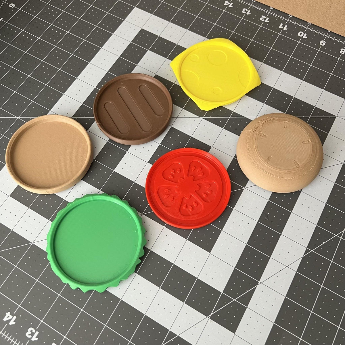 Stackable Burger Coasters Set | Fun Food Inspired Drink Mats | Kitchen, Coffee Table & Party Decor - MoreMiniaturesStudio