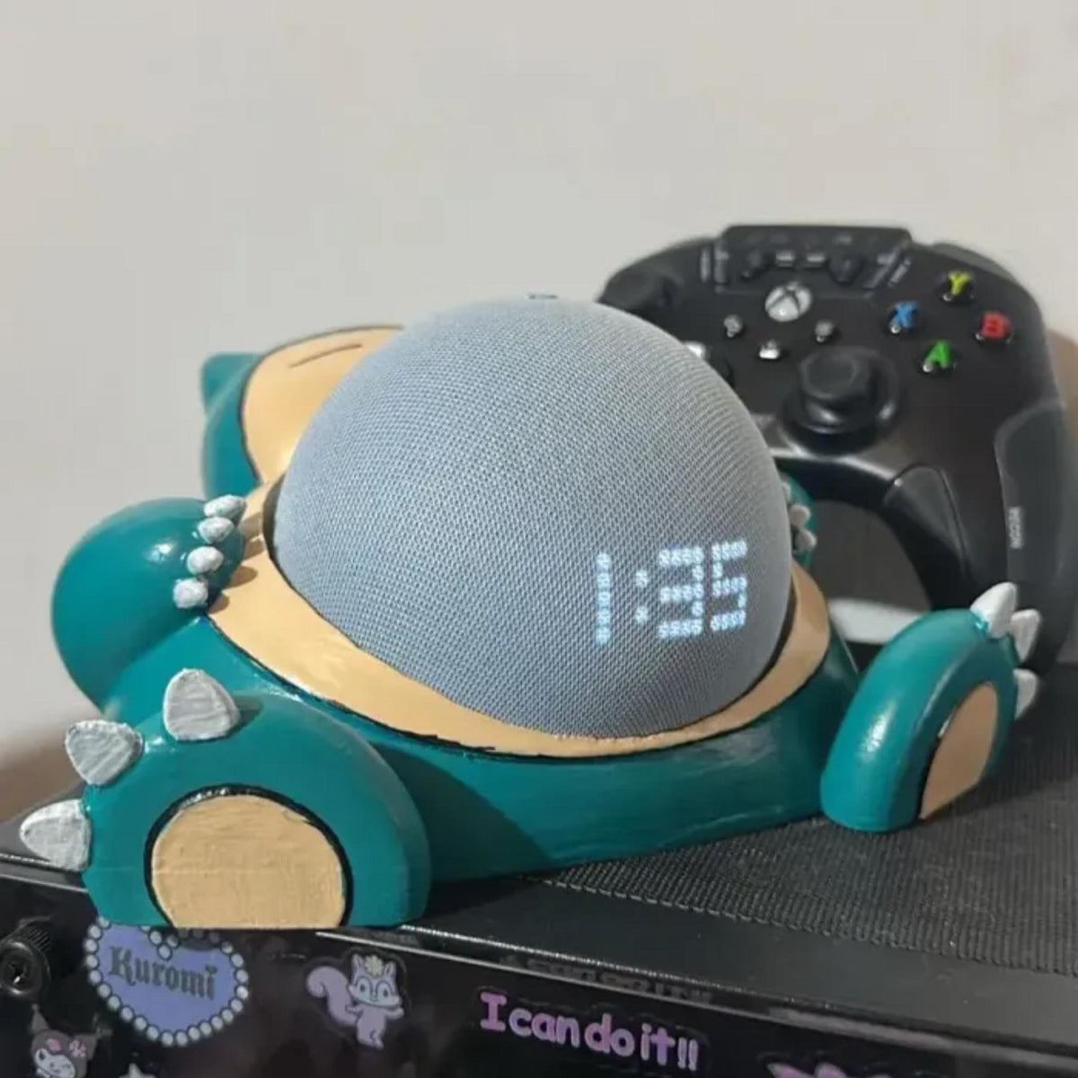Sleepy Creature Echo Dot Stand | Cute Gaming Inspired Smart Speaker Holder | Desk, Bedroom & Gaming Setup Decor - MoreMiniaturesStudio