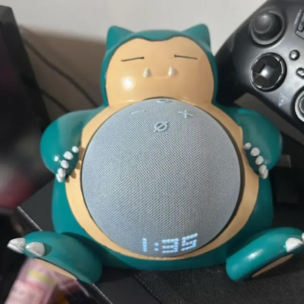 Sleepy Creature Echo Dot Stand | Cute Gaming Inspired Smart Speaker Holder | Desk, Bedroom & Gaming Setup Decor - MoreMiniaturesStudio