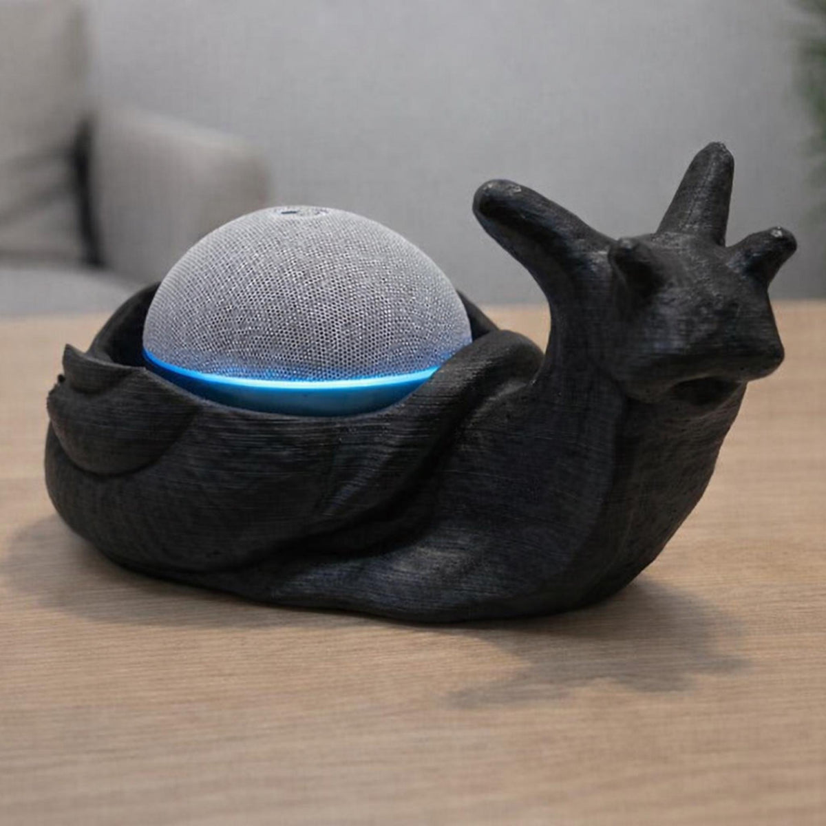 Snail Echo Dot Stand | Cute Animal Smart Speaker Holder | Desk, Shelf & Bedside Home Decor Accessory - MoreMiniaturesStudio
