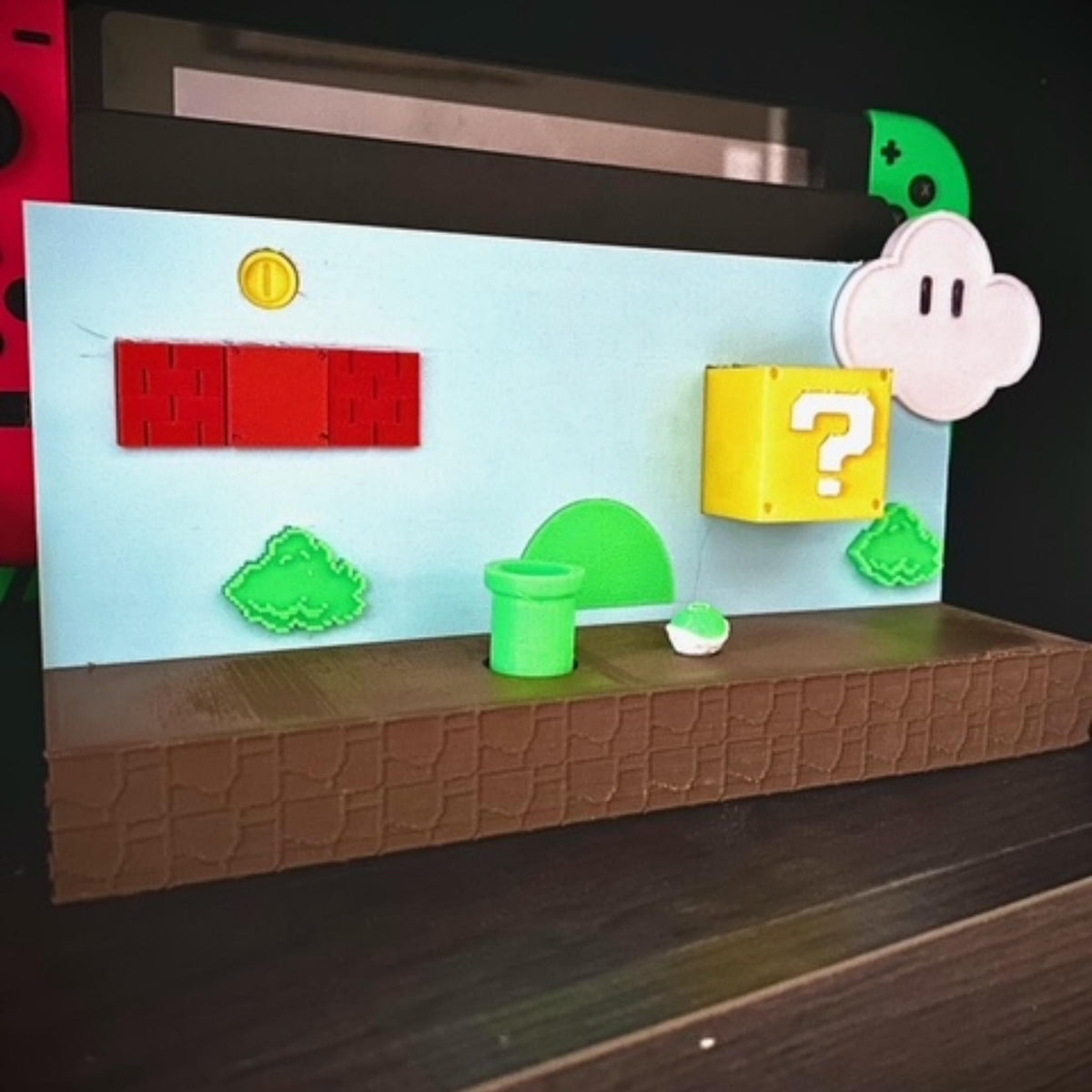 Retro Platform Style Game Console Dock Stand | Gaming Display Shelf for Switch Console & Cartridges - MoreMiniaturesStudio