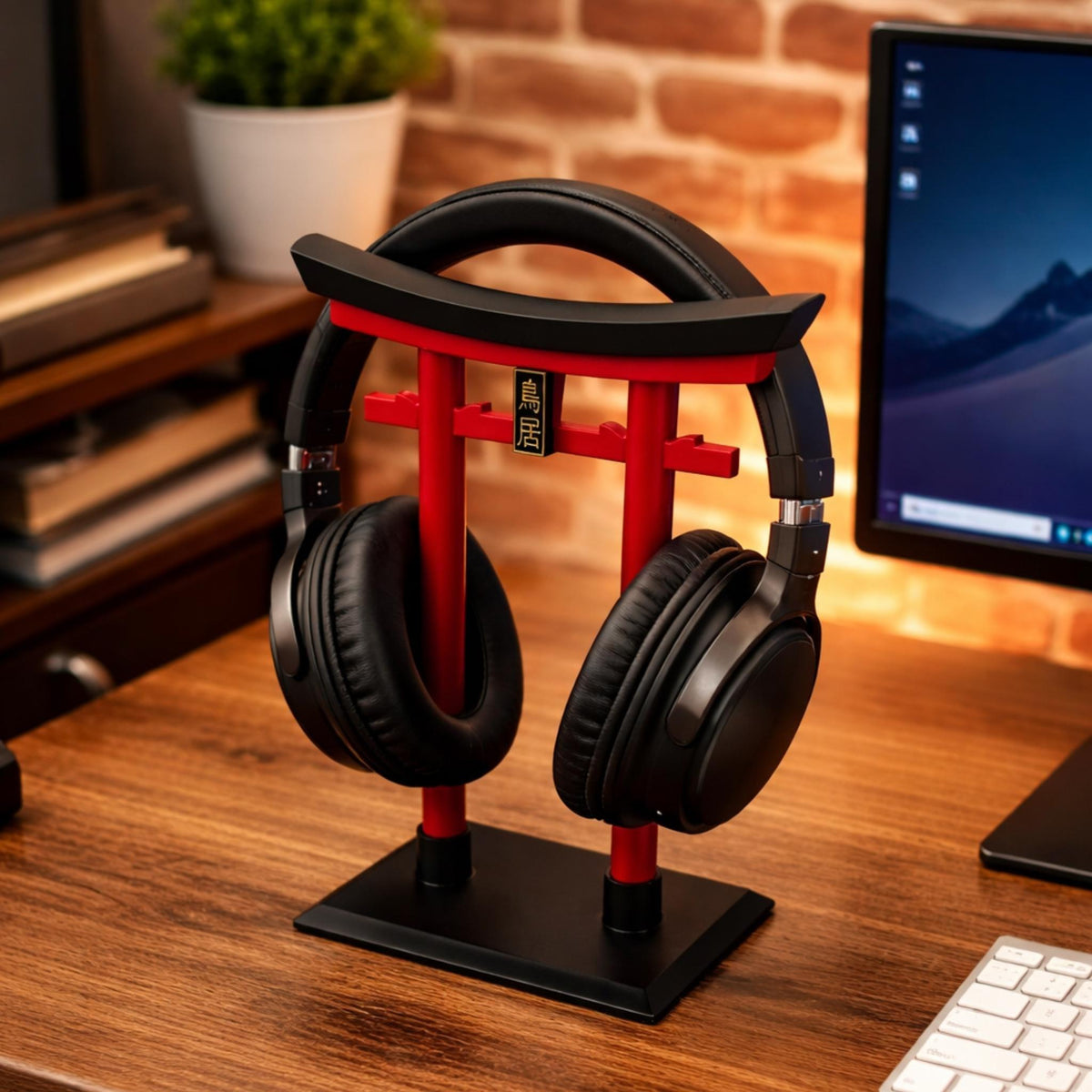 Japanese Torii Gate Headphone Stand | Zen Inspired Desk & Gaming Setup Headset Holder Display - MoreMiniaturesStudio