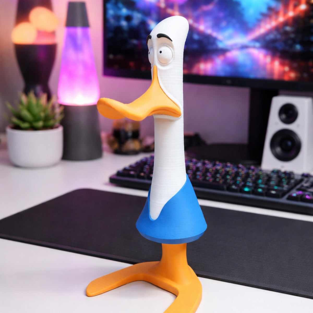 Awkward Duck Headphone Stand | Funny Desk Headset Holder for Home Office, Gaming Setup & Unique Gifts - MoreMiniaturesStudio
