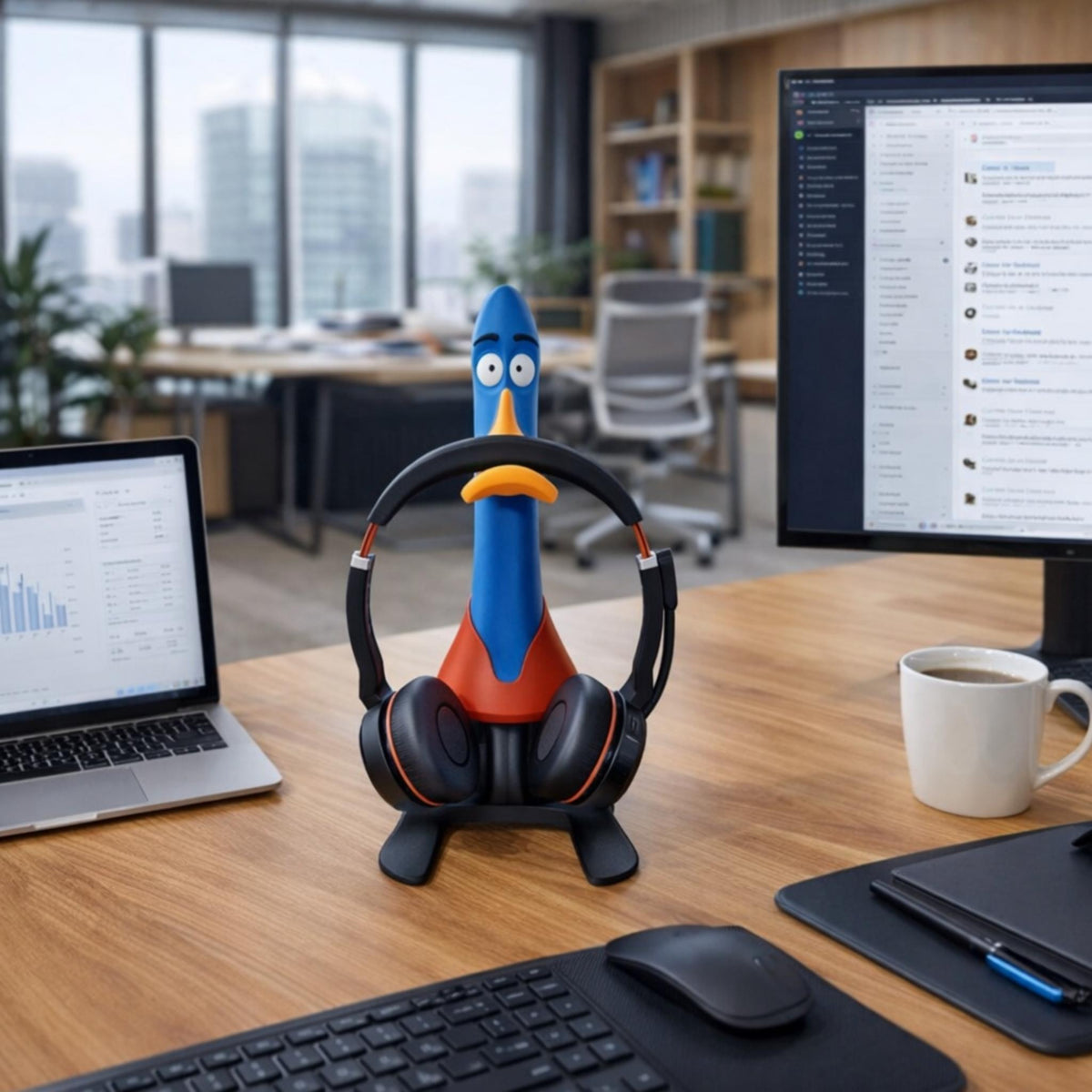 Awkward Duck Headphone Stand | Funny Desk Headset Holder for Home Office, Gaming Setup & Unique Gifts - MoreMiniaturesStudio